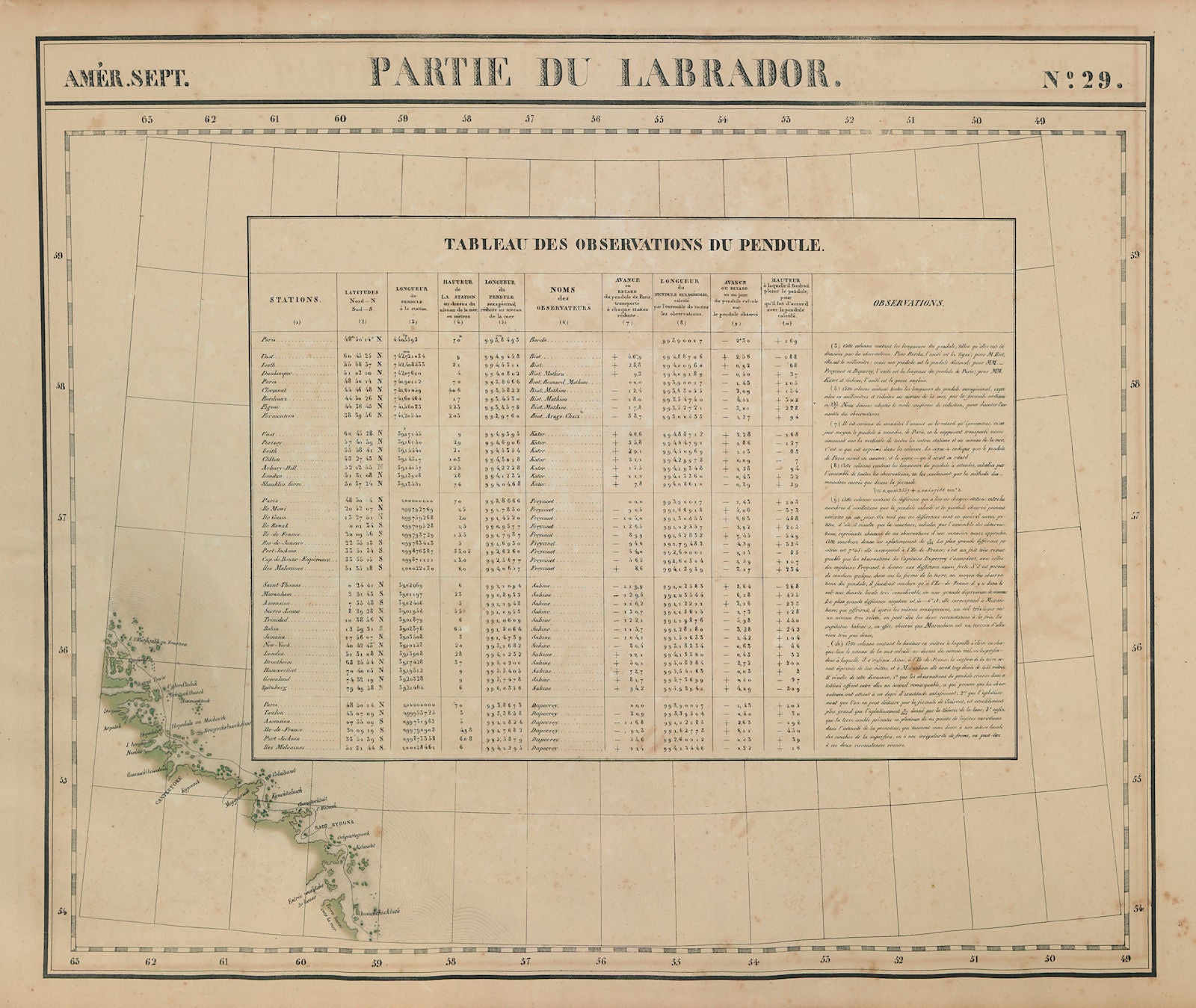 Amér. Sep. Partie du Labrador #29 Nunatsiavut coast Canada VANDERMAELEN 1827 map
